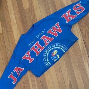Kansas Jayhawks Gameday Social Women's Phipps Cropped Sweatshirt